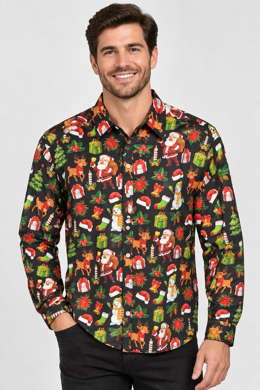 Tunevuse Christmas Holiday Long Sleeve Button Up Shirt Mens Size Medium New Red